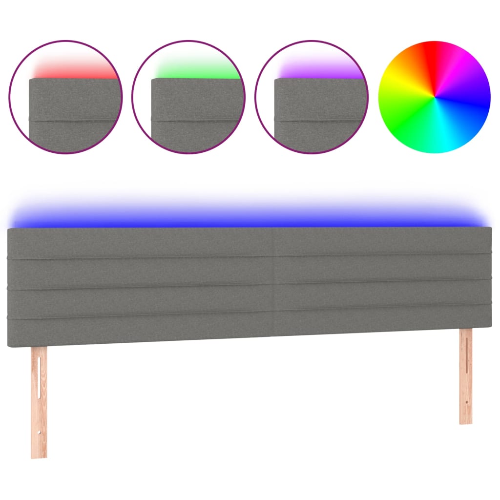 Hoofdbord LED 160x5x78/88 cm stof donkergrijs Hoofdborden en voetborden | Creëer jouw Trendy Thuis | Gratis bezorgd & Retour | Trendy.nl