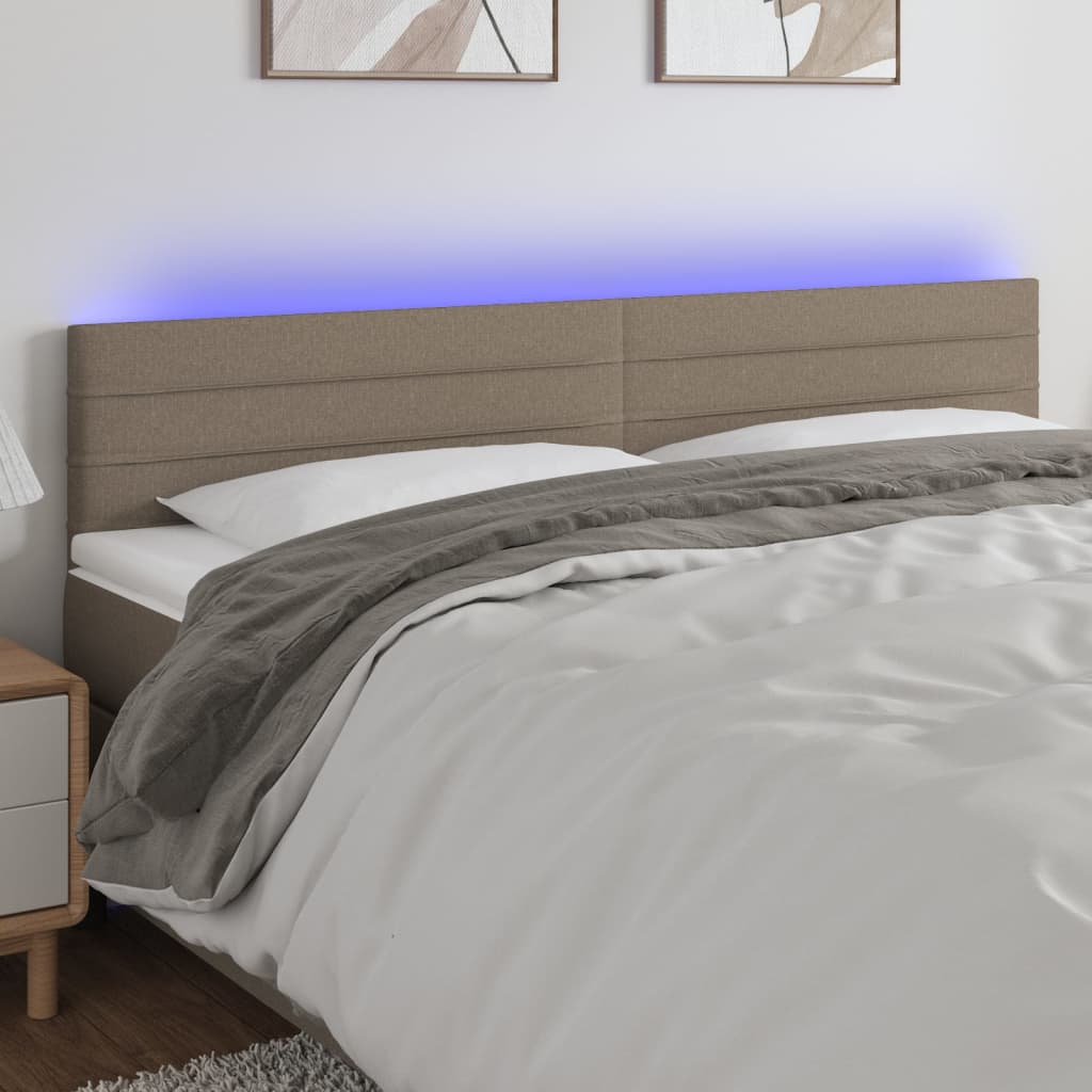 Hoofdbord LED 200x5x78/88 cm stof taupe Hoofdborden en voetborden | Creëer jouw Trendy Thuis | Gratis bezorgd & Retour | Trendy.nl