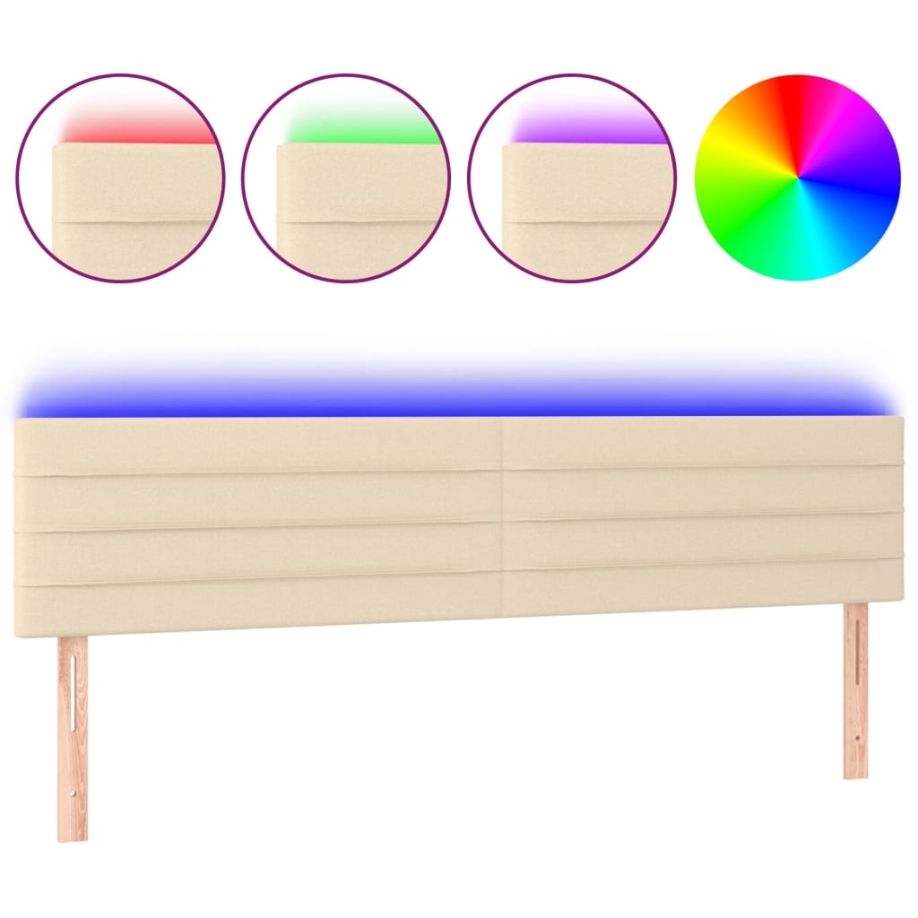 Hoofdbord LED 200x5x78/88 cm stof crèmekleurig Hoofdborden en voetborden | Creëer jouw Trendy Thuis | Gratis bezorgd & Retour | Trendy.nl