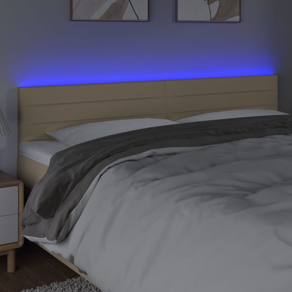 Hoofdbord LED 200x5x78/88 cm stof crèmekleurig Hoofdborden en voetborden | Creëer jouw Trendy Thuis | Gratis bezorgd & Retour | Trendy.nl