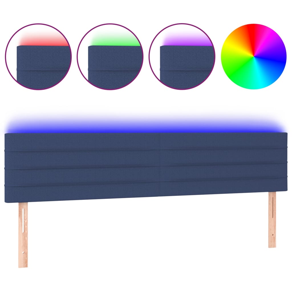 Hoofdbord LED 200x5x78/88 cm stof blauw Hoofdborden en voetborden | Creëer jouw Trendy Thuis | Gratis bezorgd & Retour | Trendy.nl