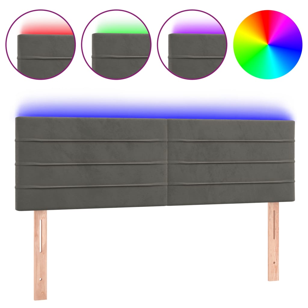 Hoofdbord LED 144x5x78/88 cm fluweel donkergrijs Hoofdborden en voetborden | Creëer jouw Trendy Thuis | Gratis bezorgd & Retour | Trendy.nl