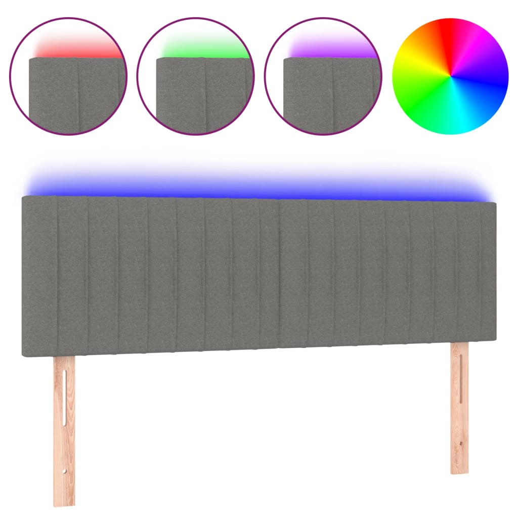 Hoofdbord LED 144x5x78/88 cm stof donkergrijs Hoofdborden en voetborden | Creëer jouw Trendy Thuis | Gratis bezorgd & Retour | Trendy.nl