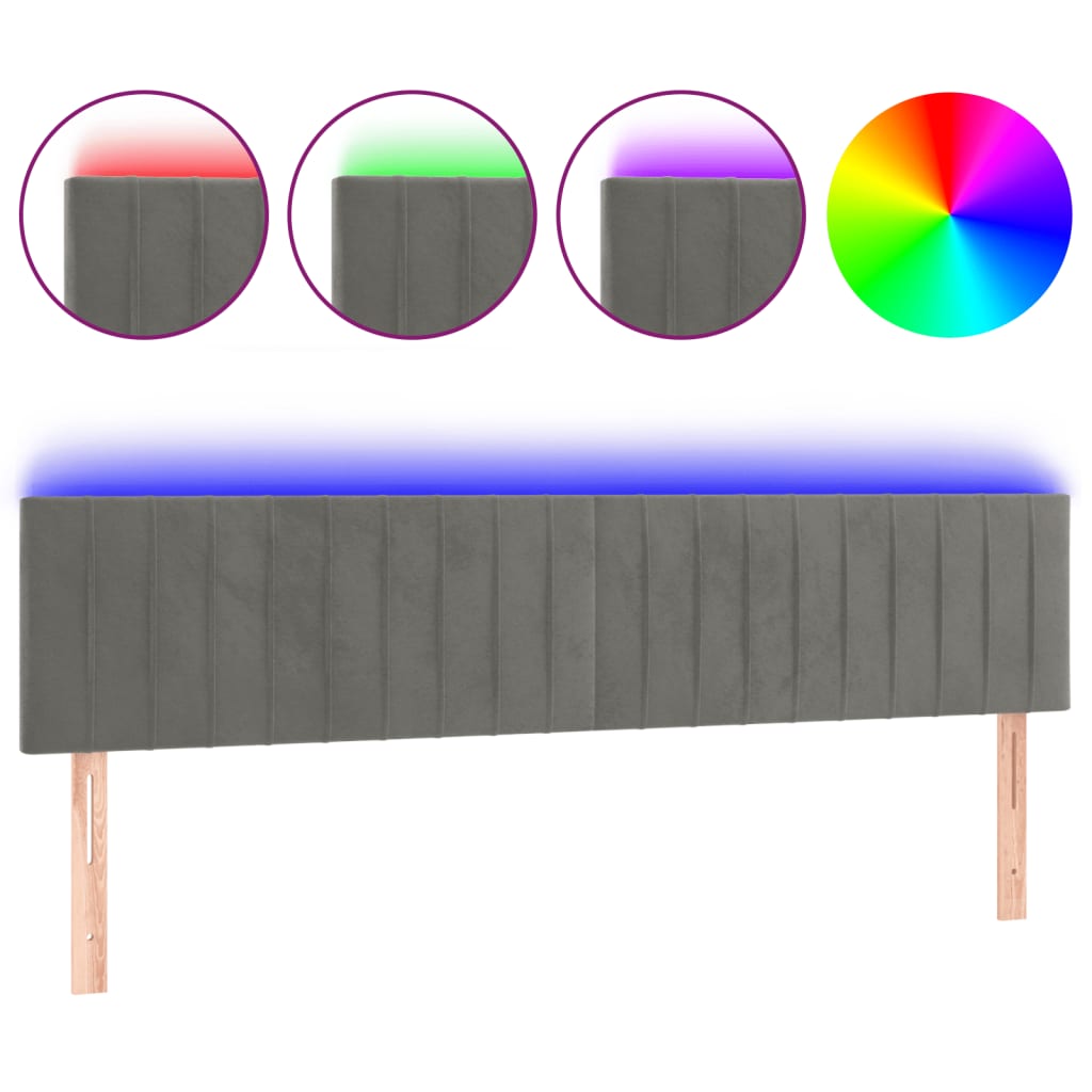 Hoofdbord LED 180x5x78/88 cm fluweel lichtgrijs Hoofdborden en voetborden | Creëer jouw Trendy Thuis | Gratis bezorgd & Retour | Trendy.nl