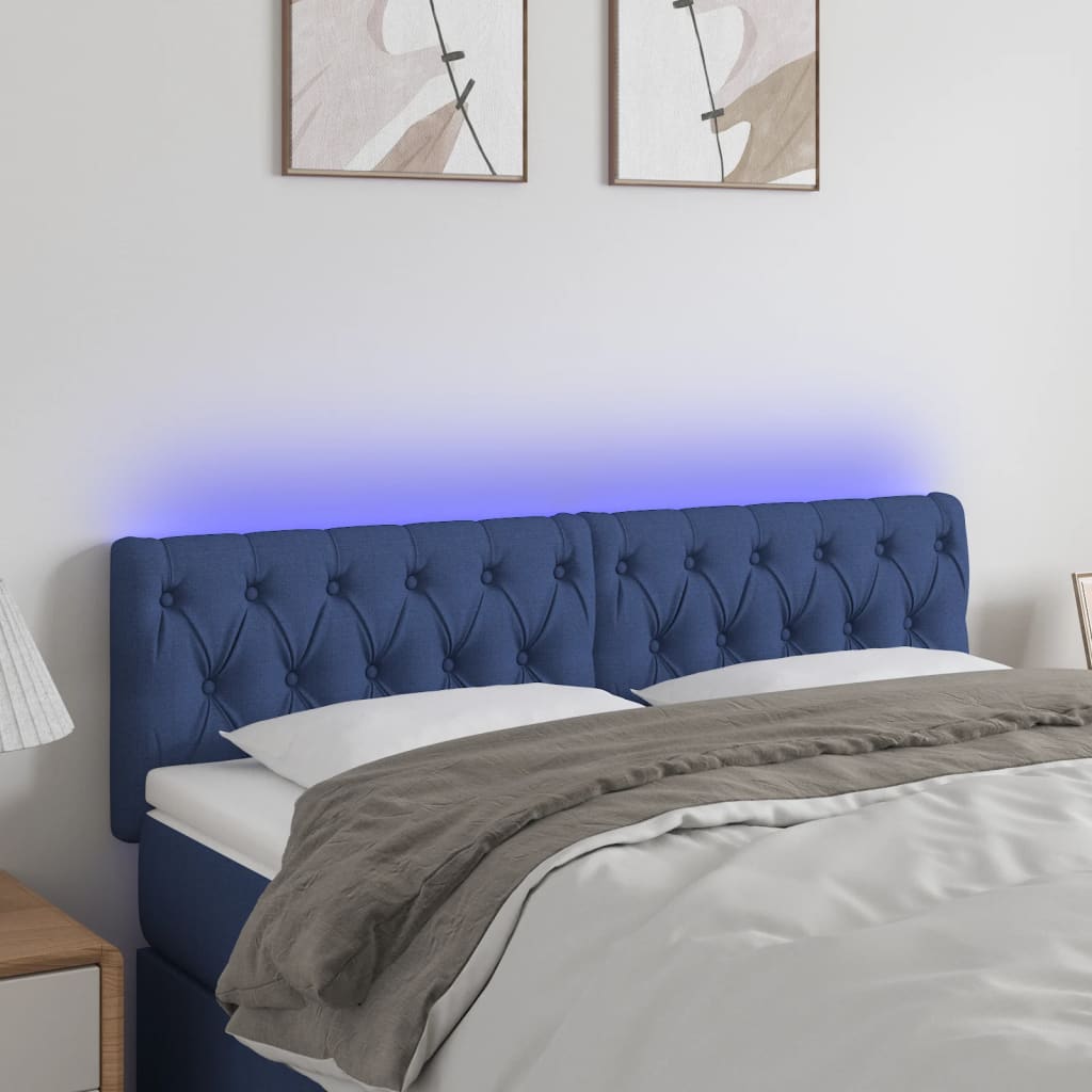 Hoofdbord LED 144x7x78/88 cm stof blauw Hoofdborden en voetborden | Creëer jouw Trendy Thuis | Gratis bezorgd & Retour | Trendy.nl