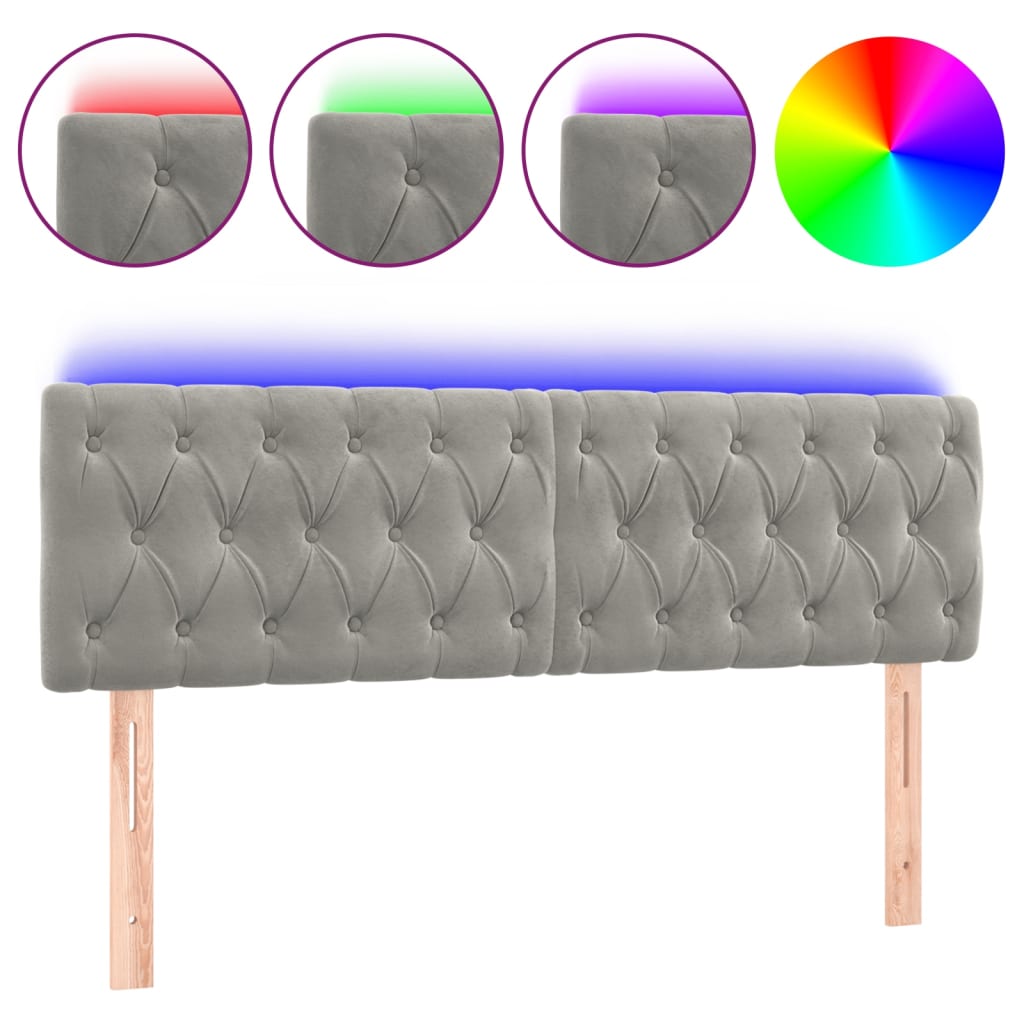 Hoofdbord LED 160x7x78/88 cm fluweel lichtgrijs Hoofdborden en voetborden | Creëer jouw Trendy Thuis | Gratis bezorgd & Retour | Trendy.nl