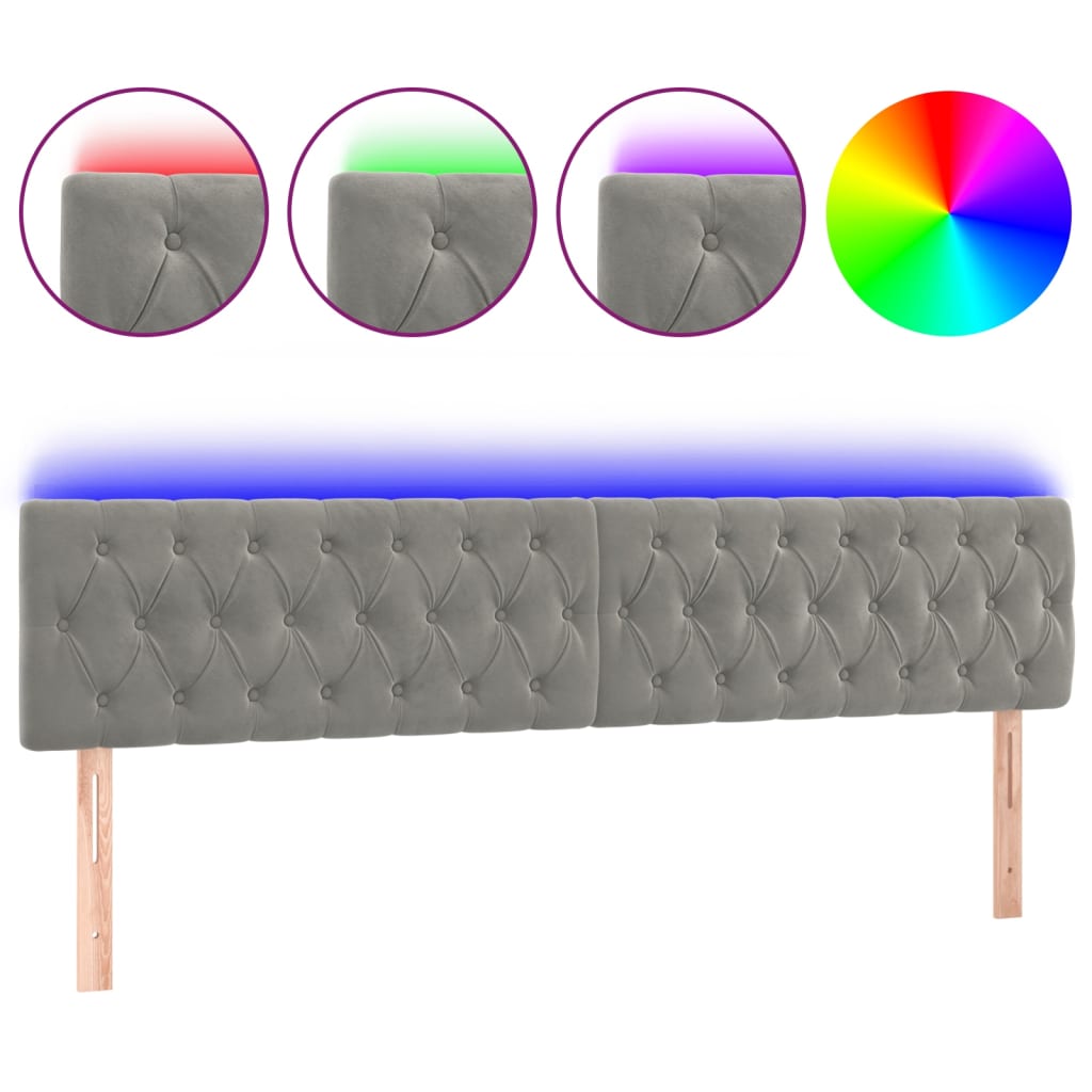 Hoofdbord LED 180x7x78/88 cm fluweel lichtgrijs Hoofdborden en voetborden | Creëer jouw Trendy Thuis | Gratis bezorgd & Retour | Trendy.nl