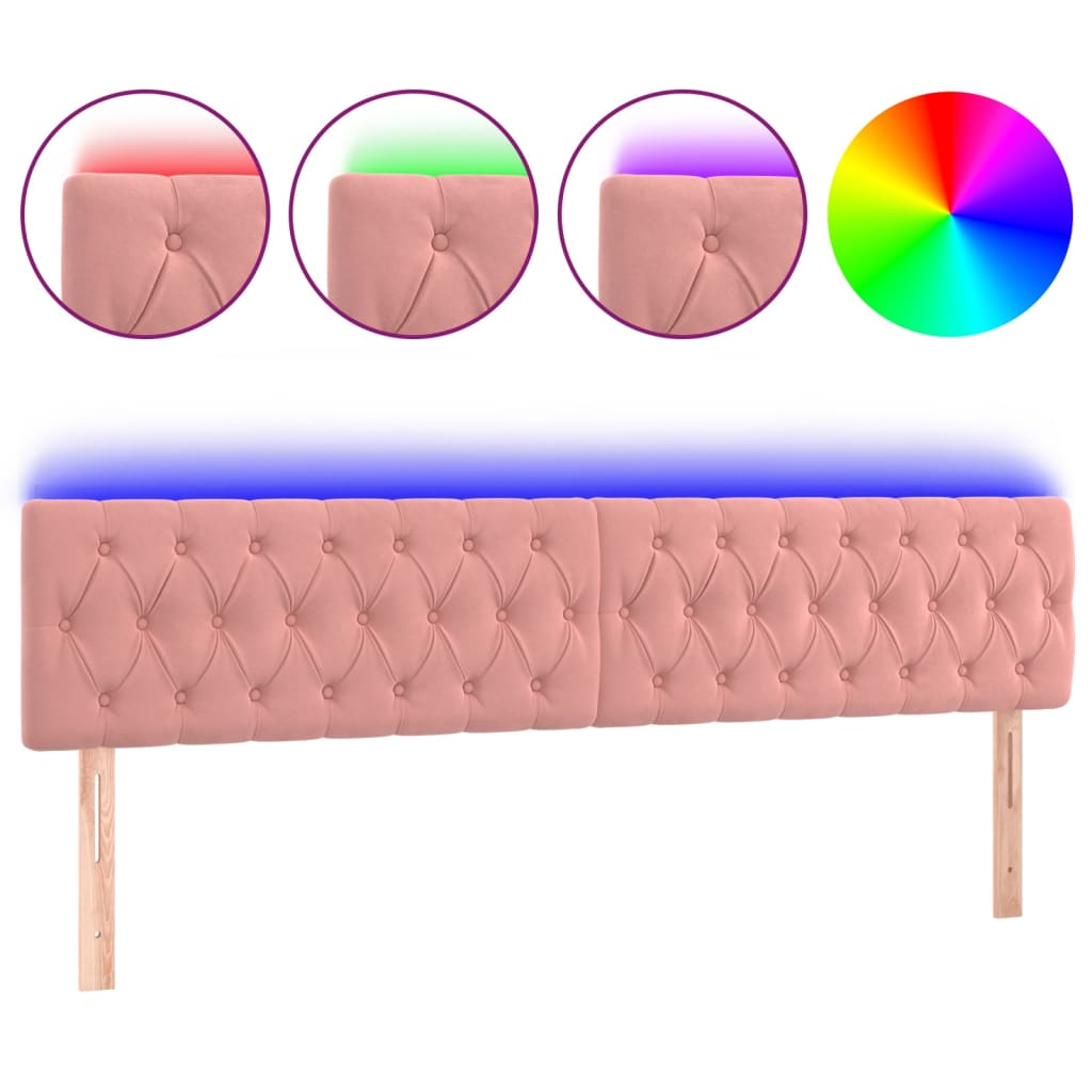 Hoofdbord LED 200x7x78/88 cm fluweel roze Hoofdborden en voetborden | Creëer jouw Trendy Thuis | Gratis bezorgd & Retour | Trendy.nl