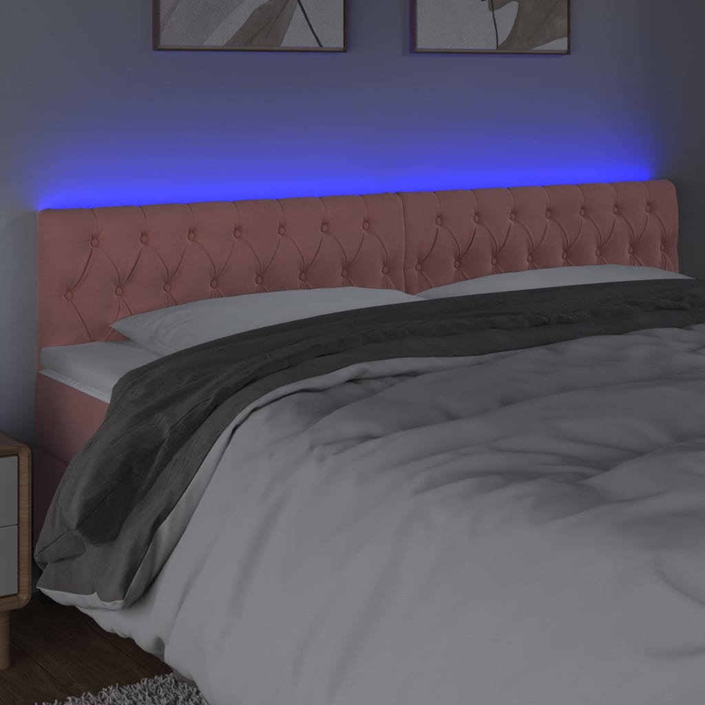 Hoofdbord LED 200x7x78/88 cm fluweel roze Hoofdborden en voetborden | Creëer jouw Trendy Thuis | Gratis bezorgd & Retour | Trendy.nl