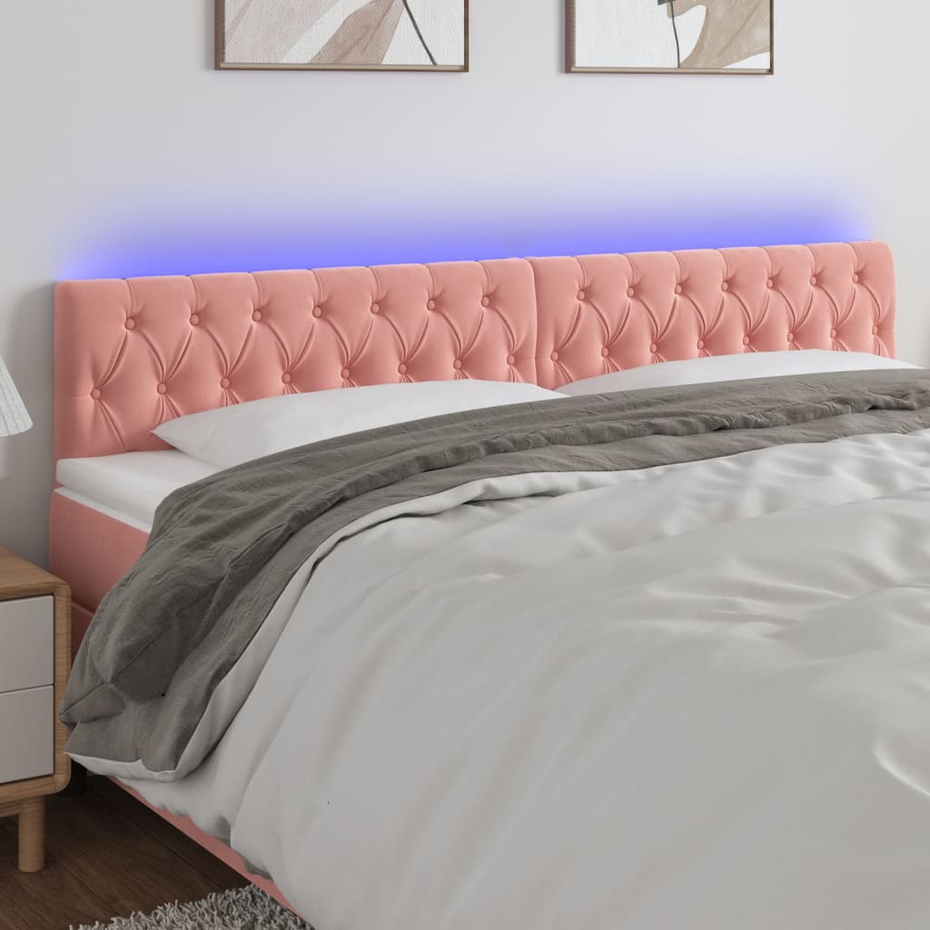 Hoofdbord LED 200x7x78/88 cm fluweel roze Hoofdborden en voetborden | Creëer jouw Trendy Thuis | Gratis bezorgd & Retour | Trendy.nl