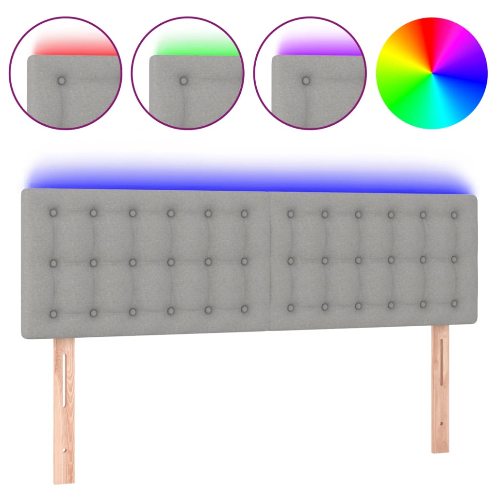 Hoofdbord LED 144x5x78/88 cm stof lichtgrijs Hoofdborden en voetborden | Creëer jouw Trendy Thuis | Gratis bezorgd & Retour | Trendy.nl