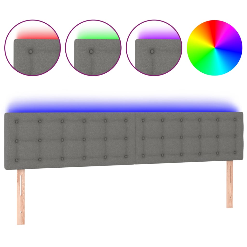 Hoofdbord LED 160x5x78/88 cm stof donkergrijs Hoofdborden en voetborden | Creëer jouw Trendy Thuis | Gratis bezorgd & Retour | Trendy.nl