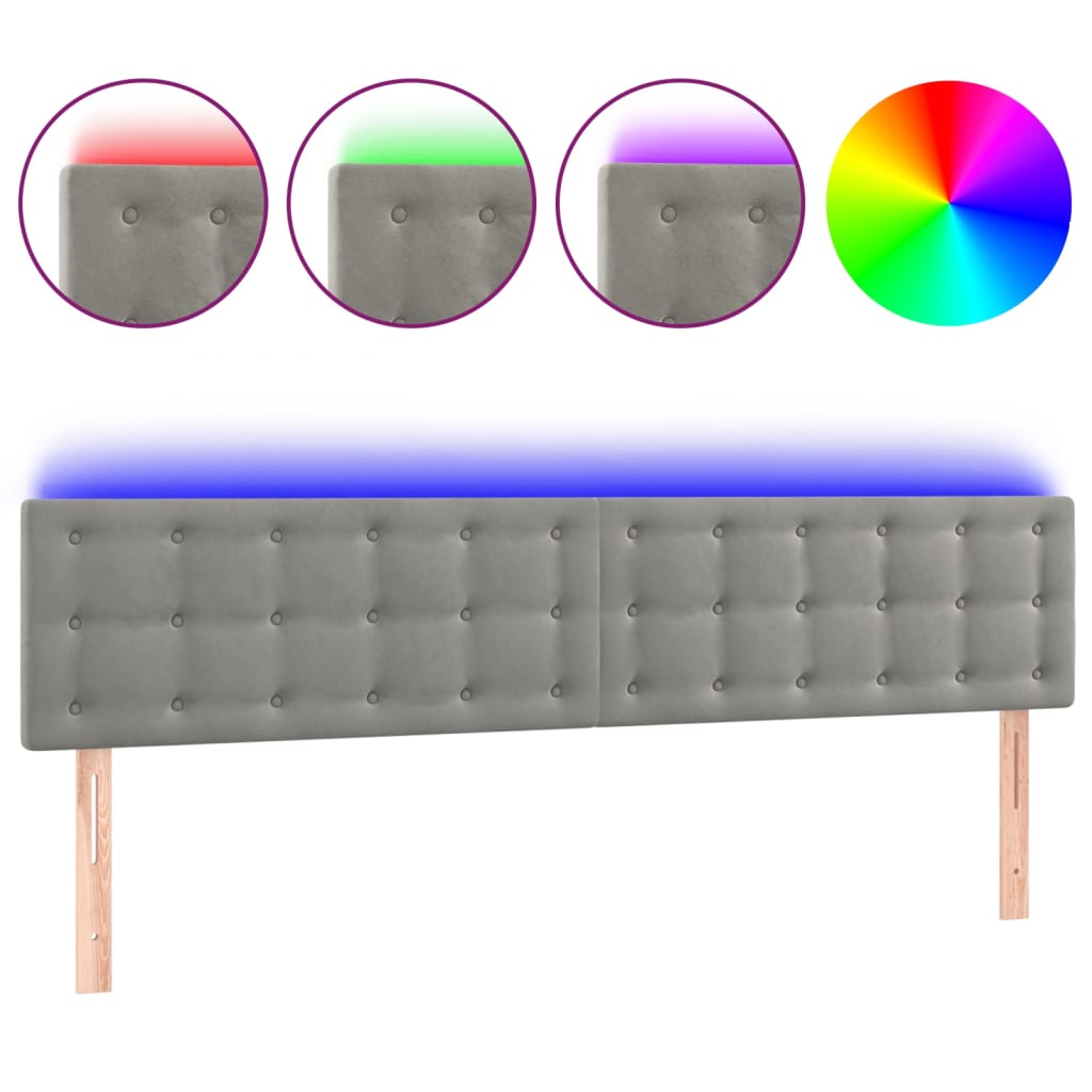 Hoofdbord LED 160x5x78/88 cm fluweel lichtgrijs Hoofdborden en voetborden | Creëer jouw Trendy Thuis | Gratis bezorgd & Retour | Trendy.nl