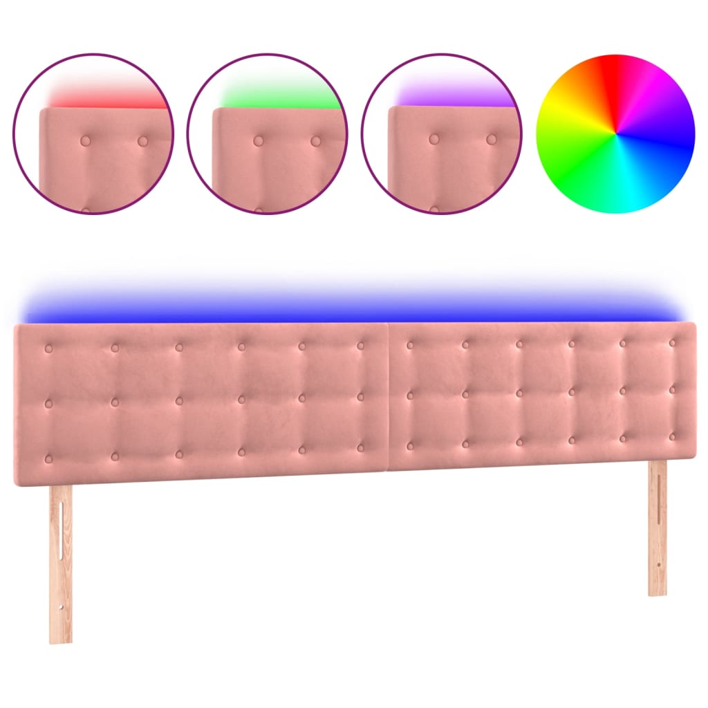 Hoofdbord LED 200x5x78/88 cm fluweel roze Hoofdborden en voetborden | Creëer jouw Trendy Thuis | Gratis bezorgd & Retour | Trendy.nl