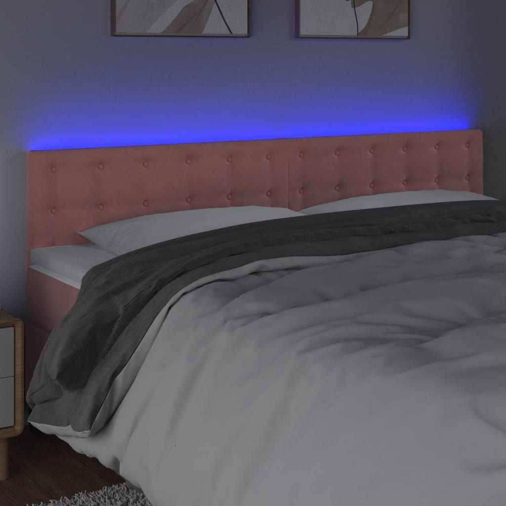 Hoofdbord LED 200x5x78/88 cm fluweel roze Hoofdborden en voetborden | Creëer jouw Trendy Thuis | Gratis bezorgd & Retour | Trendy.nl