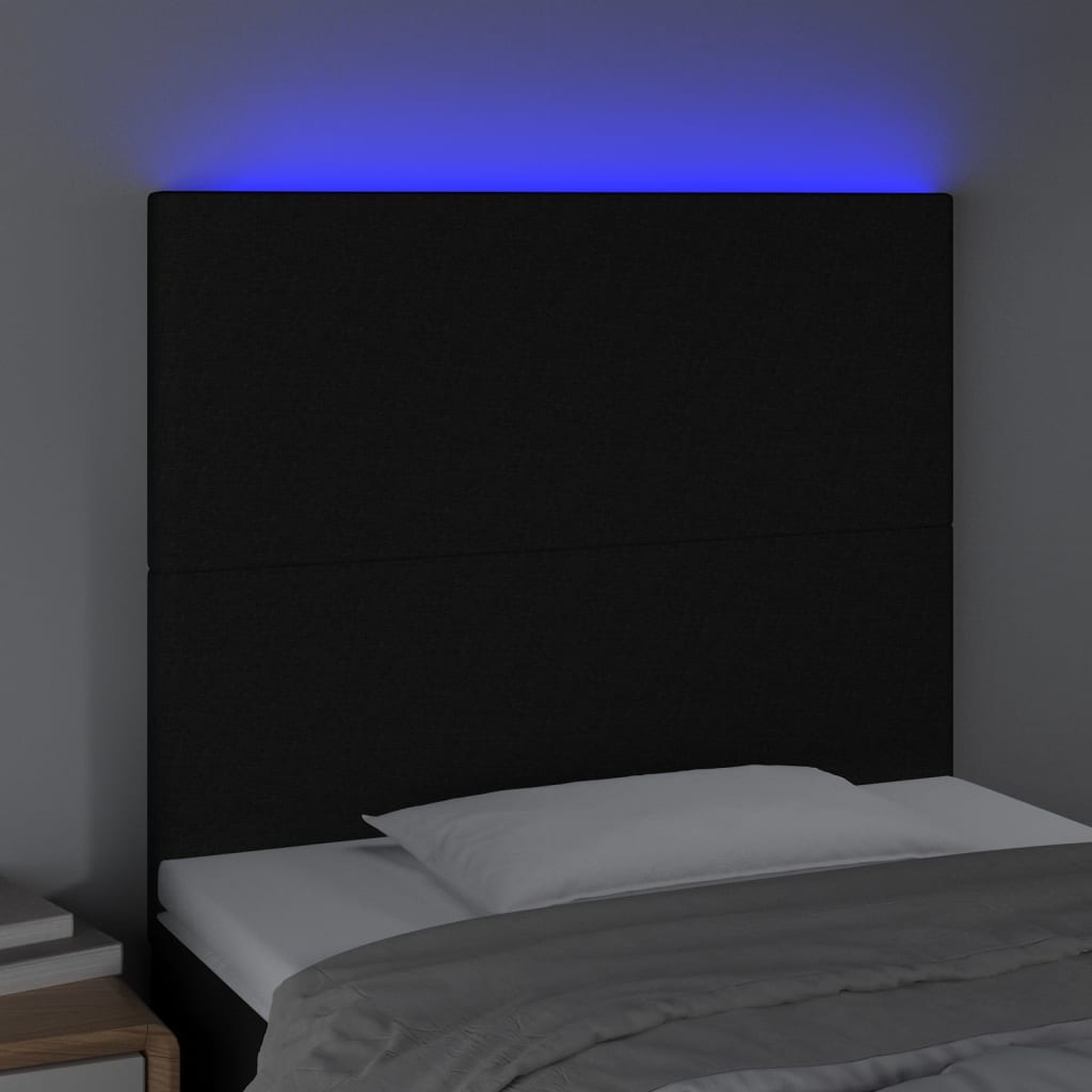 Hoofdbord LED 90x5x118/128 cm stof zwart Hoofdborden en voetborden | Creëer jouw Trendy Thuis | Gratis bezorgd & Retour | Trendy.nl