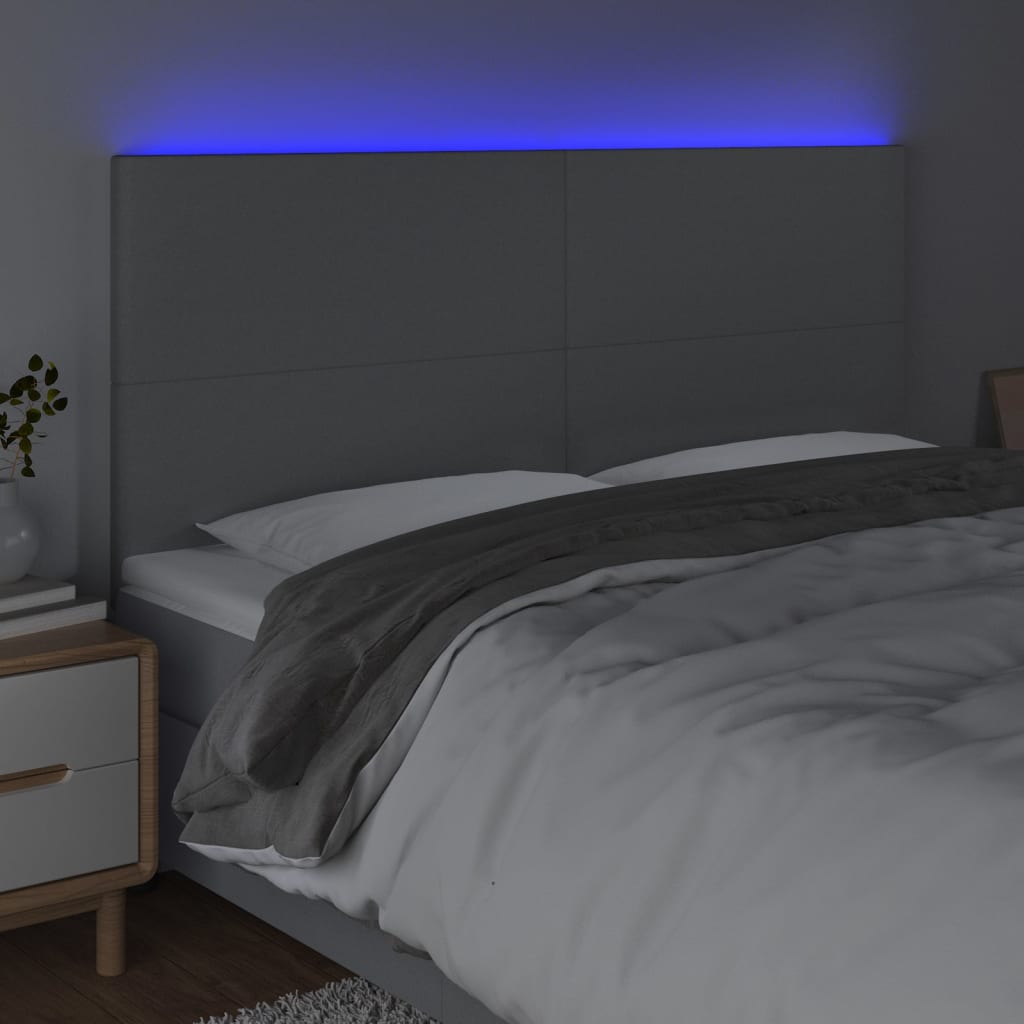 Hoofdbord LED 160x5x118/128 cm stof lichtgrijs Hoofdborden en voetborden | Creëer jouw Trendy Thuis | Gratis bezorgd & Retour | Trendy.nl