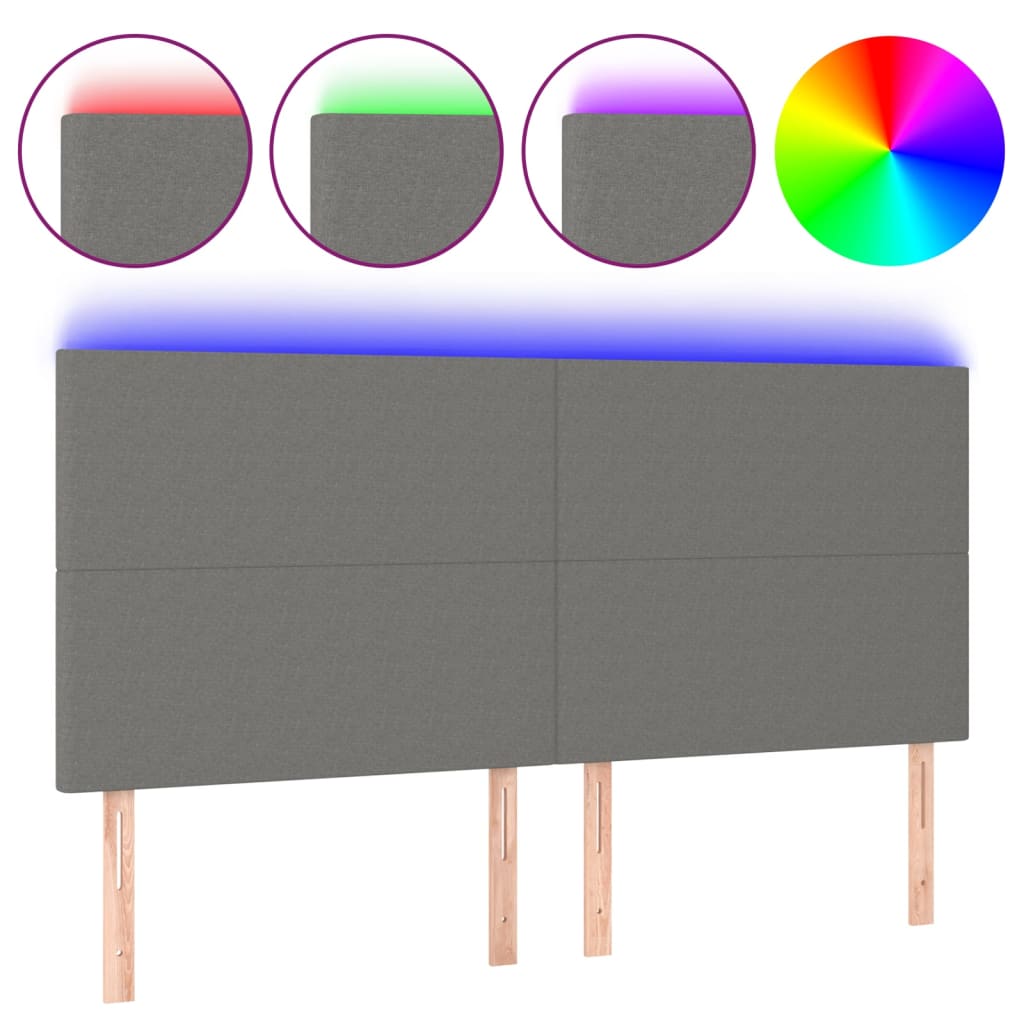 Hoofdbord LED 160x5x118/128 cm stof donkergrijs Hoofdborden en voetborden | Creëer jouw Trendy Thuis | Gratis bezorgd & Retour | Trendy.nl