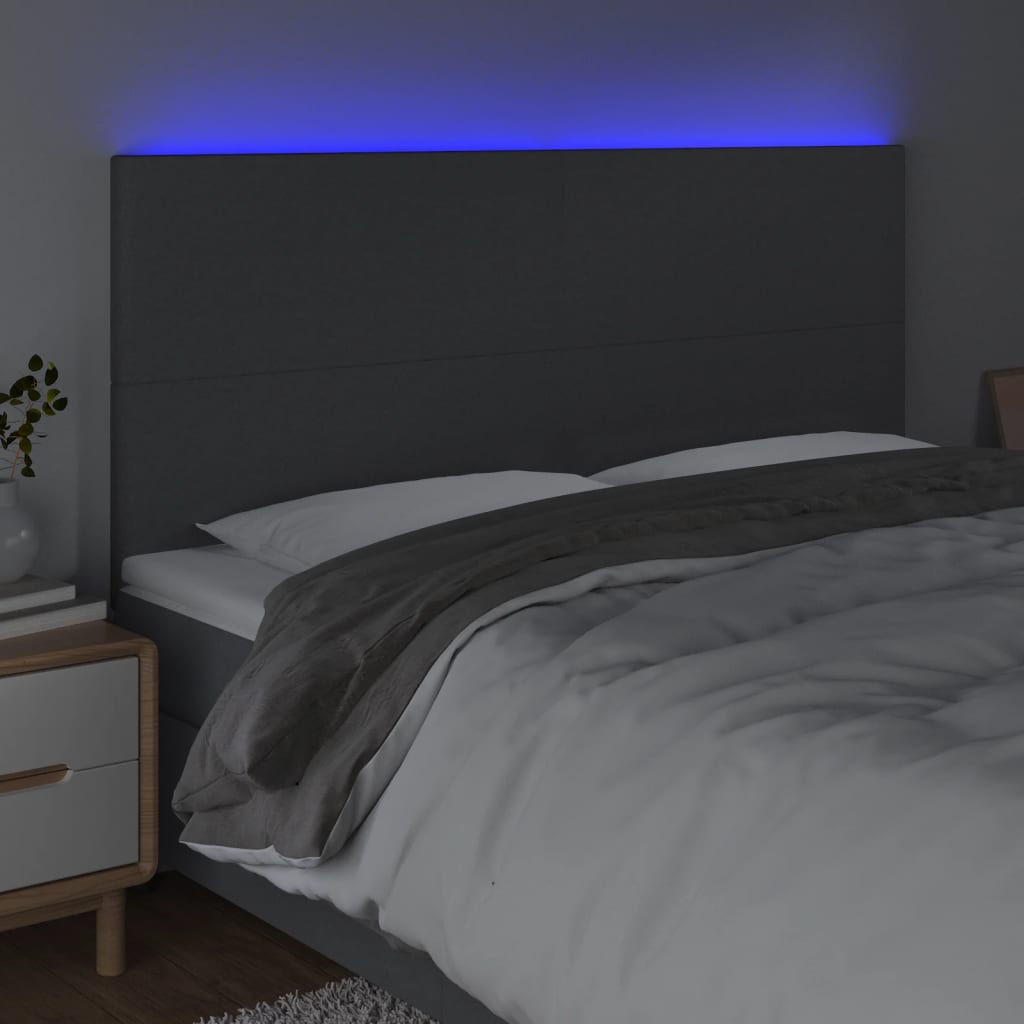 Hoofdbord LED 160x5x118/128 cm stof donkergrijs Hoofdborden en voetborden | Creëer jouw Trendy Thuis | Gratis bezorgd & Retour | Trendy.nl