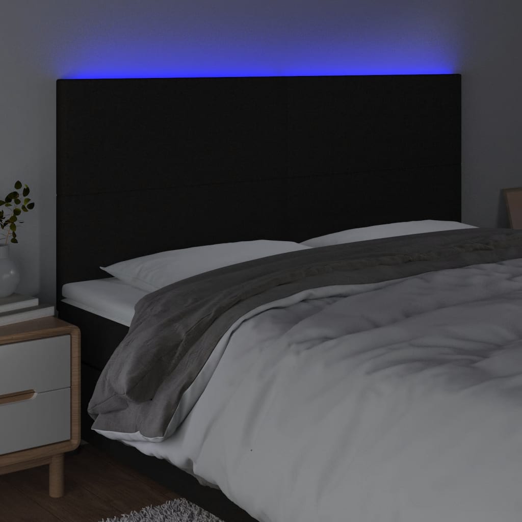 Hoofdbord LED 160x5x118/128 cm stof zwart Hoofdborden en voetborden | Creëer jouw Trendy Thuis | Gratis bezorgd & Retour | Trendy.nl