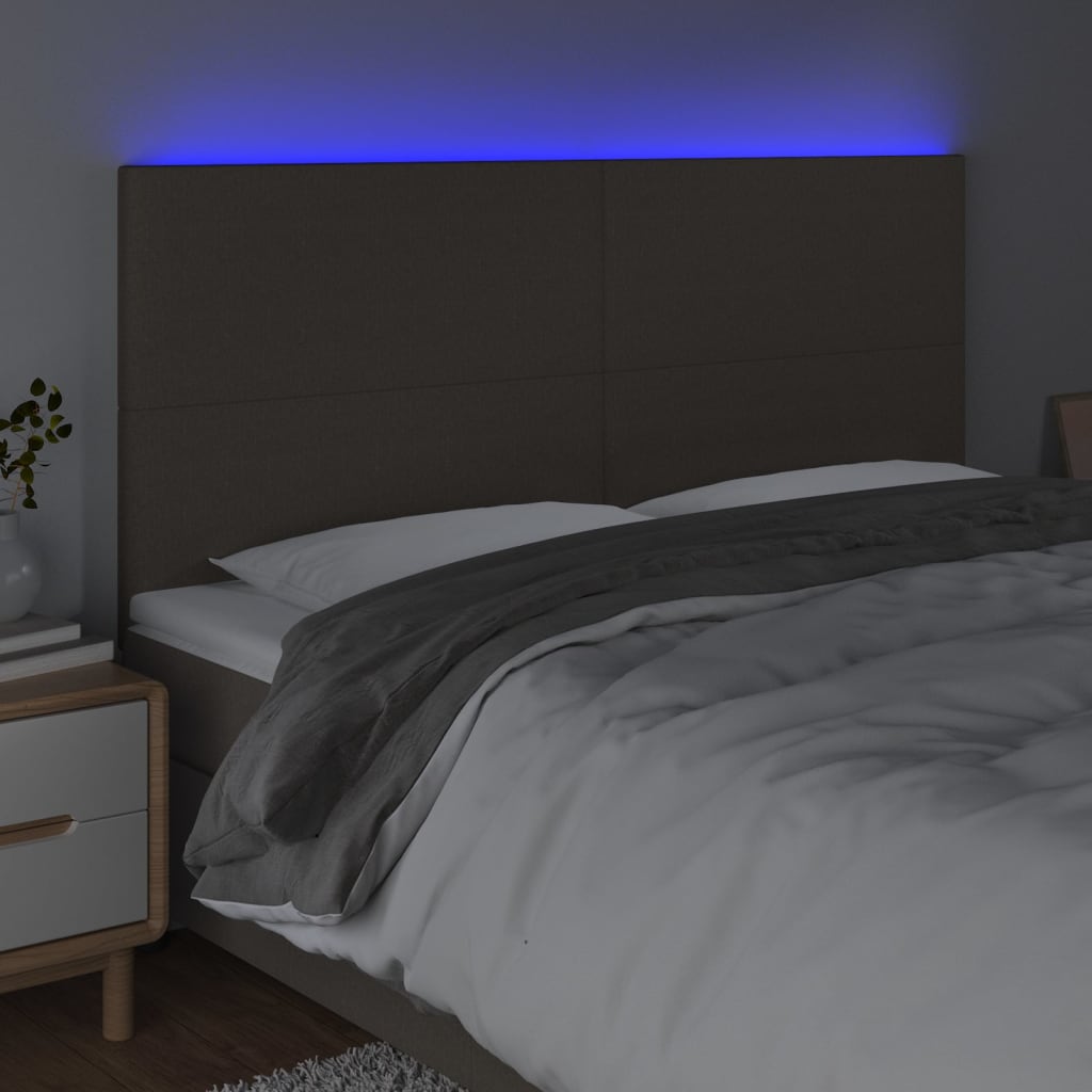 Hoofdbord LED 160x5x118/128 cm stof taupe Hoofdborden en voetborden | Creëer jouw Trendy Thuis | Gratis bezorgd & Retour | Trendy.nl