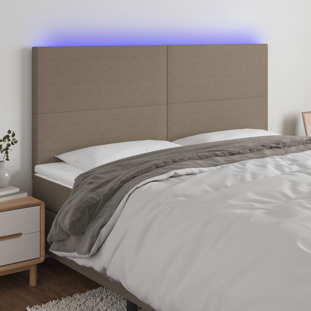 Hoofdbord LED 160x5x118/128 cm stof taupe Hoofdborden en voetborden | Creëer jouw Trendy Thuis | Gratis bezorgd & Retour | Trendy.nl