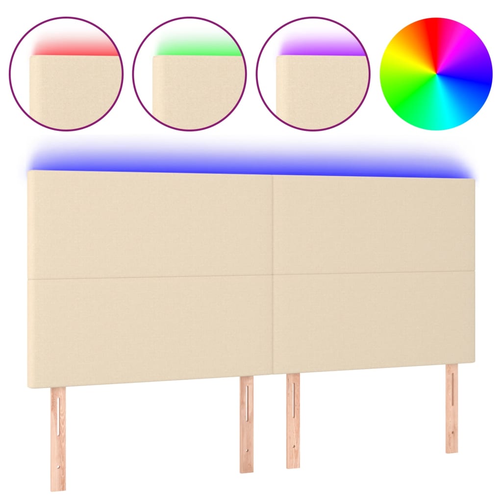 Hoofdbord LED 160x5x118/128 cm stof crèmekleurig Hoofdborden en voetborden | Creëer jouw Trendy Thuis | Gratis bezorgd & Retour | Trendy.nl