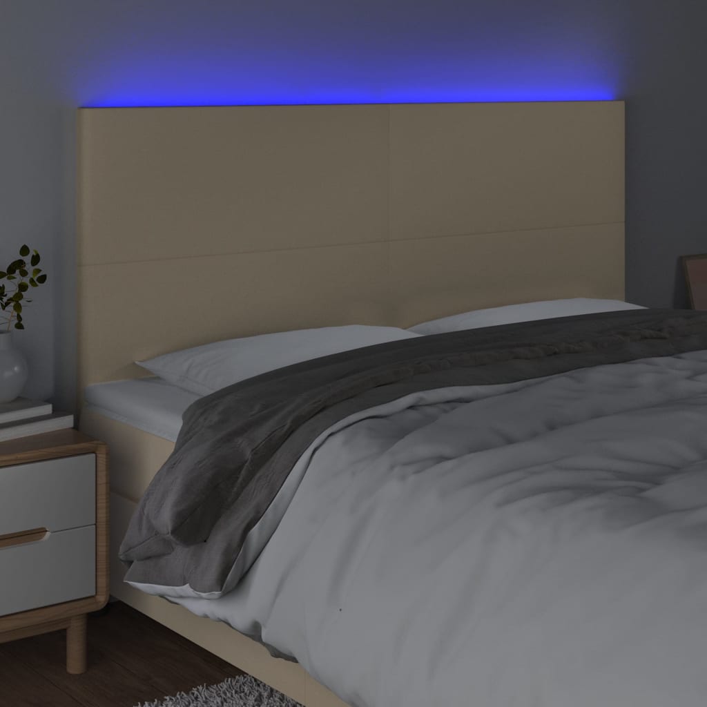 Hoofdbord LED 160x5x118/128 cm stof crèmekleurig Hoofdborden en voetborden | Creëer jouw Trendy Thuis | Gratis bezorgd & Retour | Trendy.nl