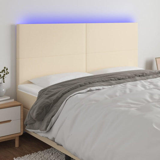 Hoofdbord LED 160x5x118/128 cm stof crèmekleurig Hoofdborden en voetborden | Creëer jouw Trendy Thuis | Gratis bezorgd & Retour | Trendy.nl