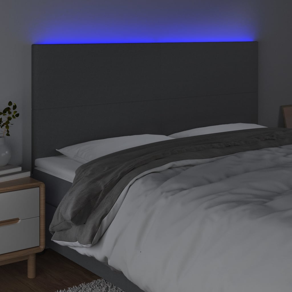 Hoofdbord LED 180x5x118/128 cm stof donkergrijs Hoofdborden en voetborden | Creëer jouw Trendy Thuis | Gratis bezorgd & Retour | Trendy.nl