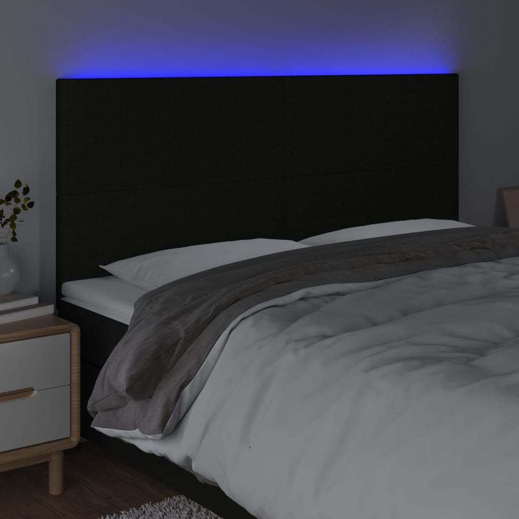 Hoofdbord LED 180x5x118/128 cm stof zwart Hoofdborden en voetborden | Creëer jouw Trendy Thuis | Gratis bezorgd & Retour | Trendy.nl