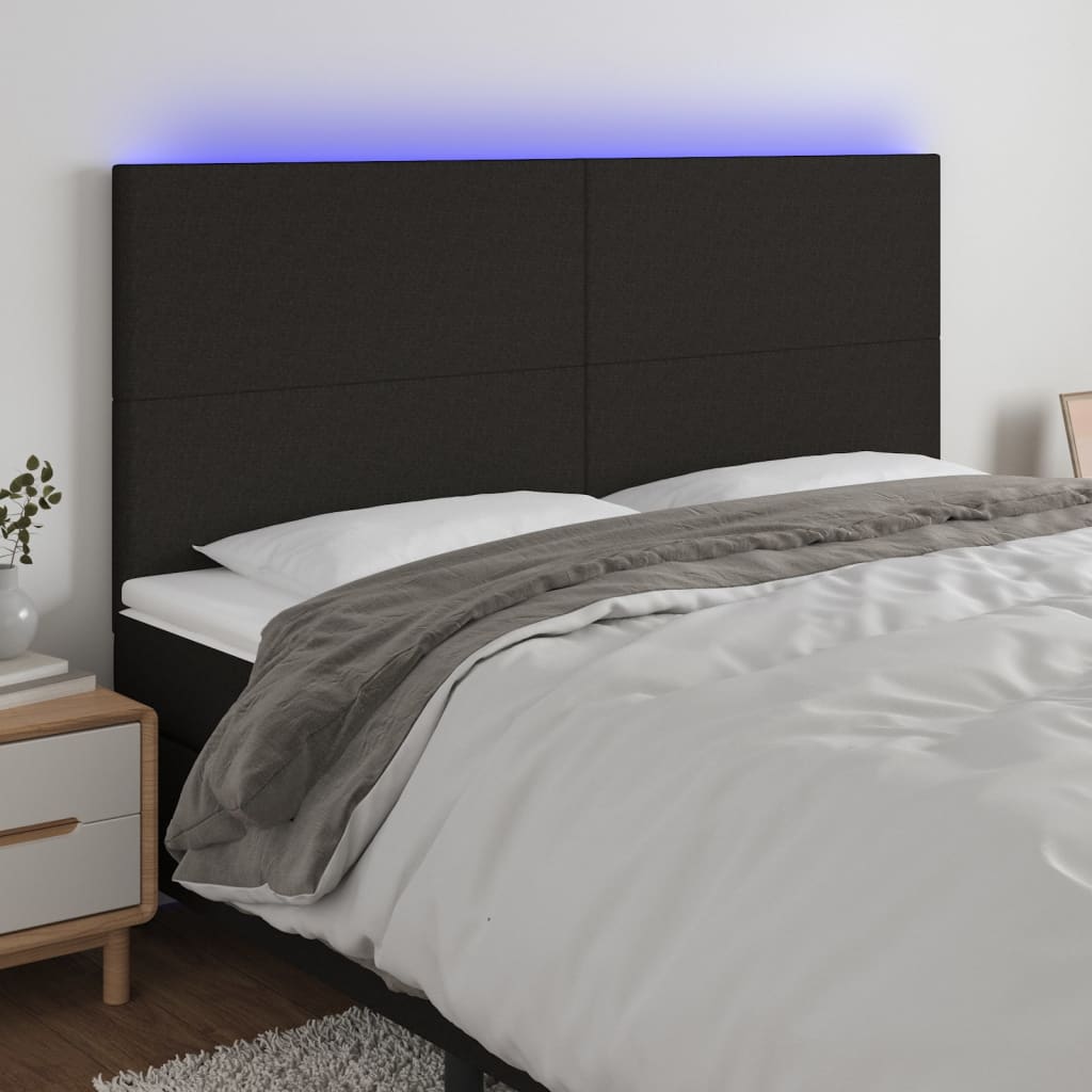 Hoofdbord LED 180x5x118/128 cm stof zwart Hoofdborden en voetborden | Creëer jouw Trendy Thuis | Gratis bezorgd & Retour | Trendy.nl