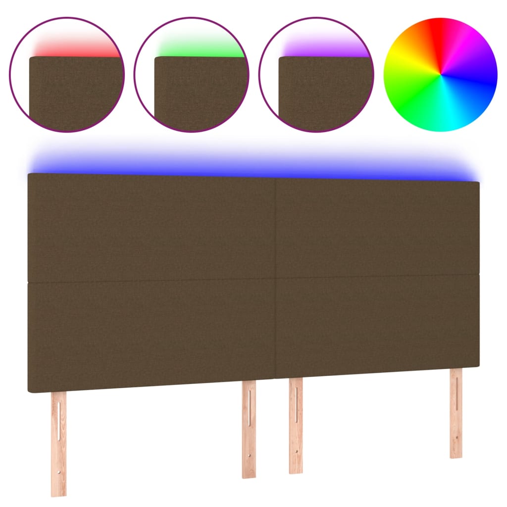 Hoofdbord LED 180x5x118/128 cm stof donkerbruin Hoofdborden en voetborden | Creëer jouw Trendy Thuis | Gratis bezorgd & Retour | Trendy.nl