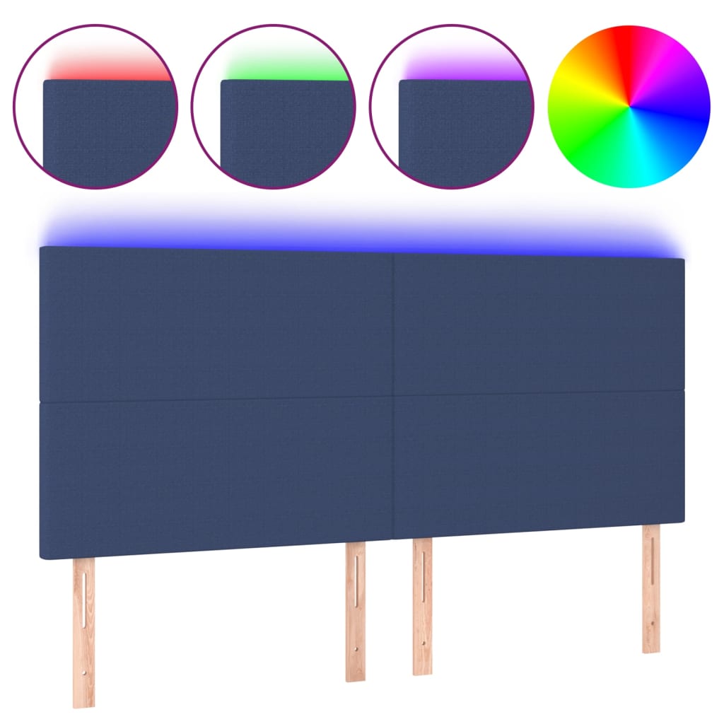 Hoofdbord LED 180x5x118/128 cm stof blauw Hoofdborden en voetborden | Creëer jouw Trendy Thuis | Gratis bezorgd & Retour | Trendy.nl