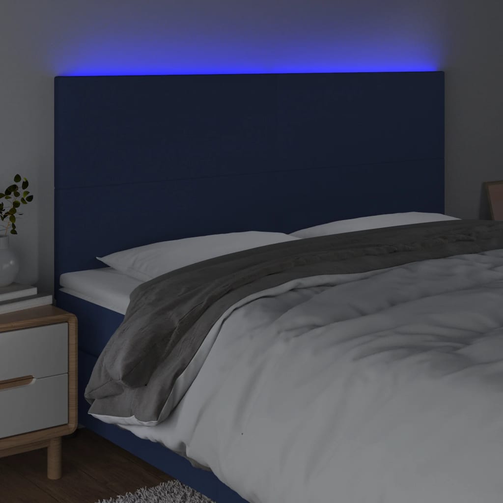 Hoofdbord LED 180x5x118/128 cm stof blauw Hoofdborden en voetborden | Creëer jouw Trendy Thuis | Gratis bezorgd & Retour | Trendy.nl