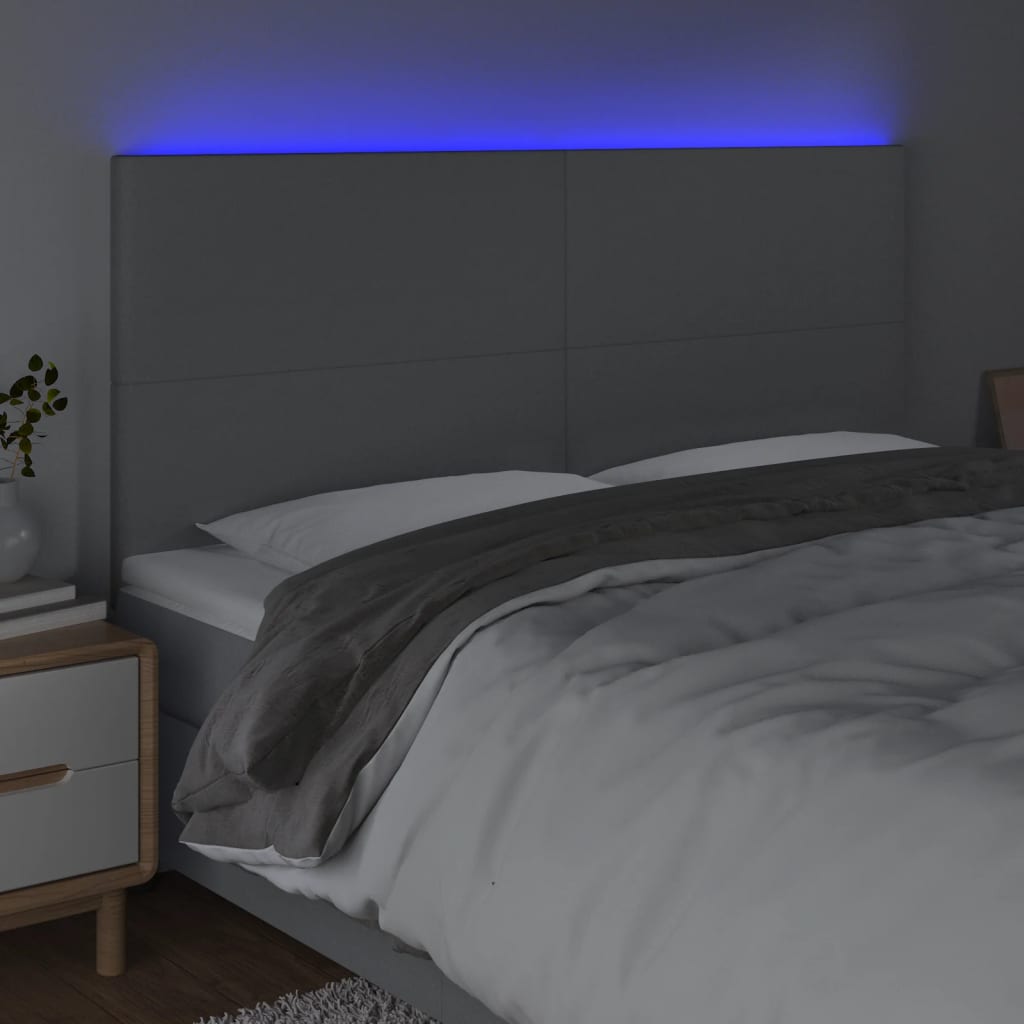 Hoofdbord LED 200x5x118/128 cm stof lichtgrijs Hoofdborden en voetborden | Creëer jouw Trendy Thuis | Gratis bezorgd & Retour | Trendy.nl