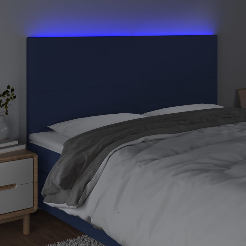 Hoofdbord LED 200x5x118/128 cm stof blauw Hoofdborden en voetborden | Creëer jouw Trendy Thuis | Gratis bezorgd & Retour | Trendy.nl