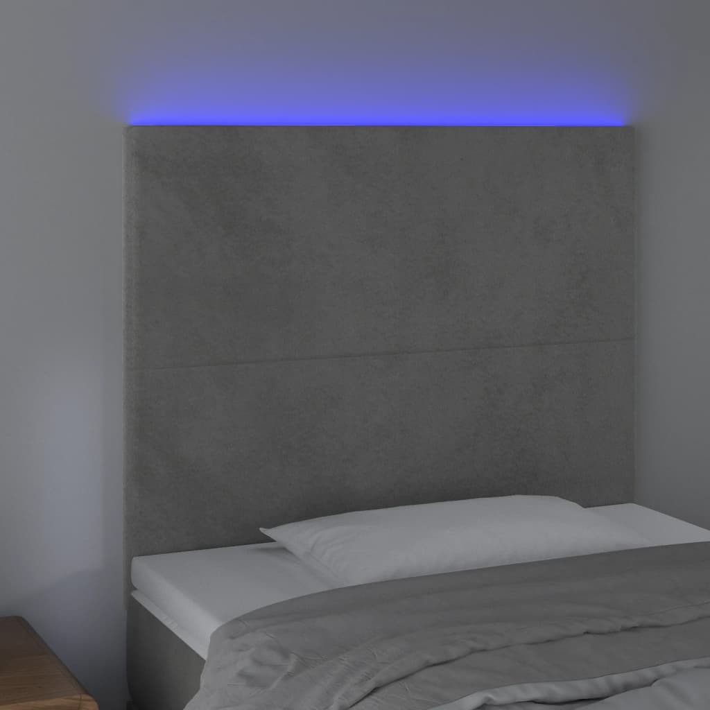 Hoofdbord LED 80x5x118/128 cm fluweel lichtgrijs Hoofdborden en voetborden | Creëer jouw Trendy Thuis | Gratis bezorgd & Retour | Trendy.nl