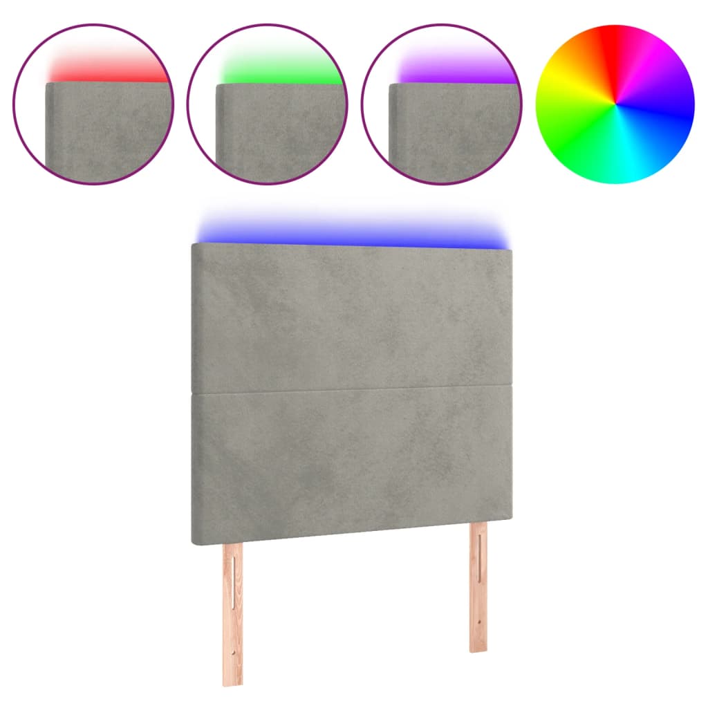 Hoofdbord LED 90x5x118/128 cm fluweel lichtgrijs Hoofdborden en voetborden | Creëer jouw Trendy Thuis | Gratis bezorgd & Retour | Trendy.nl