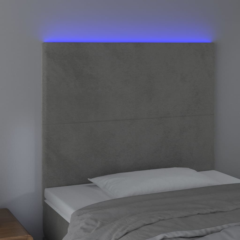 Hoofdbord LED 90x5x118/128 cm fluweel lichtgrijs Hoofdborden en voetborden | Creëer jouw Trendy Thuis | Gratis bezorgd & Retour | Trendy.nl