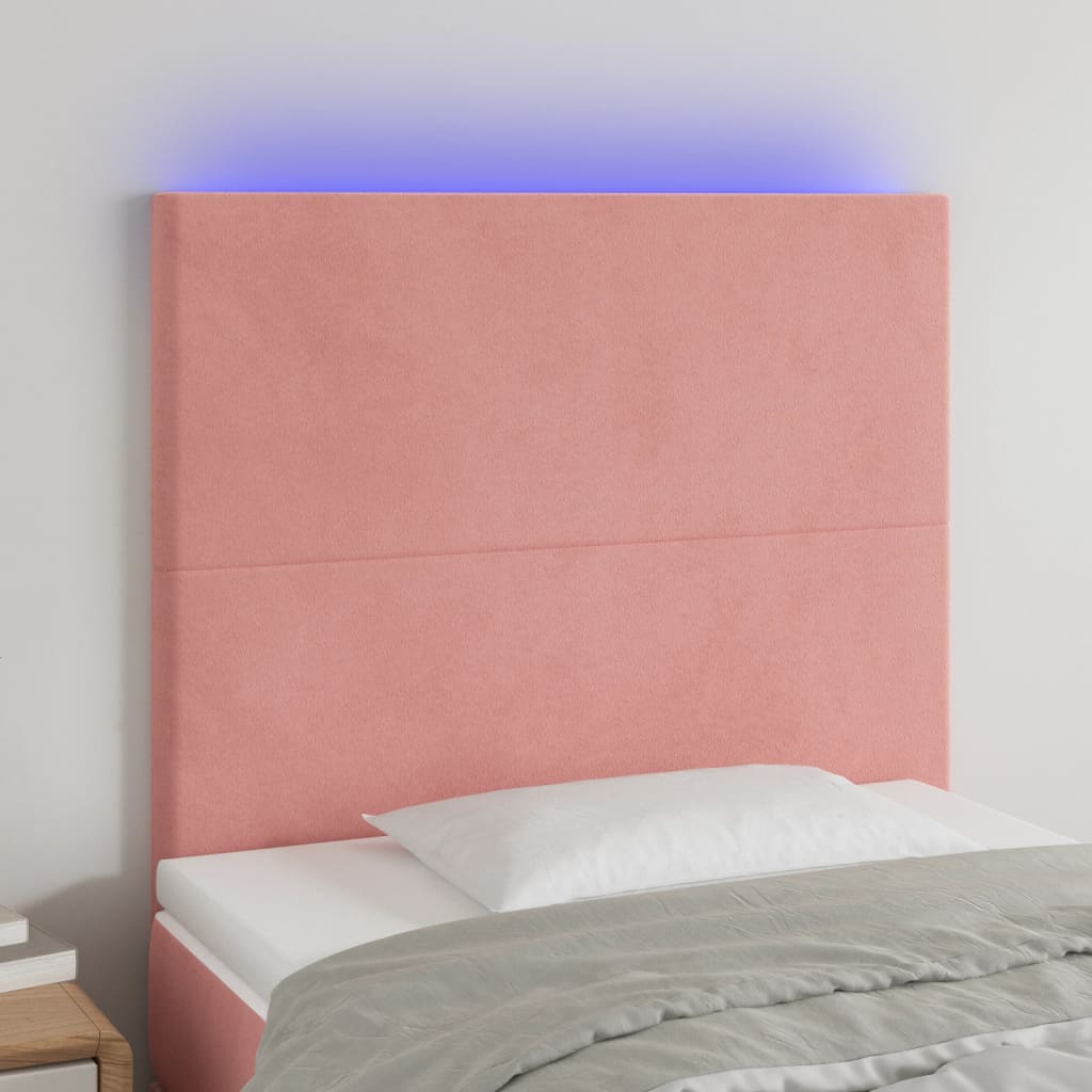 Hoofdbord LED 90x5x118/128 cm fluweel roze Hoofdborden en voetborden | Creëer jouw Trendy Thuis | Gratis bezorgd & Retour | Trendy.nl