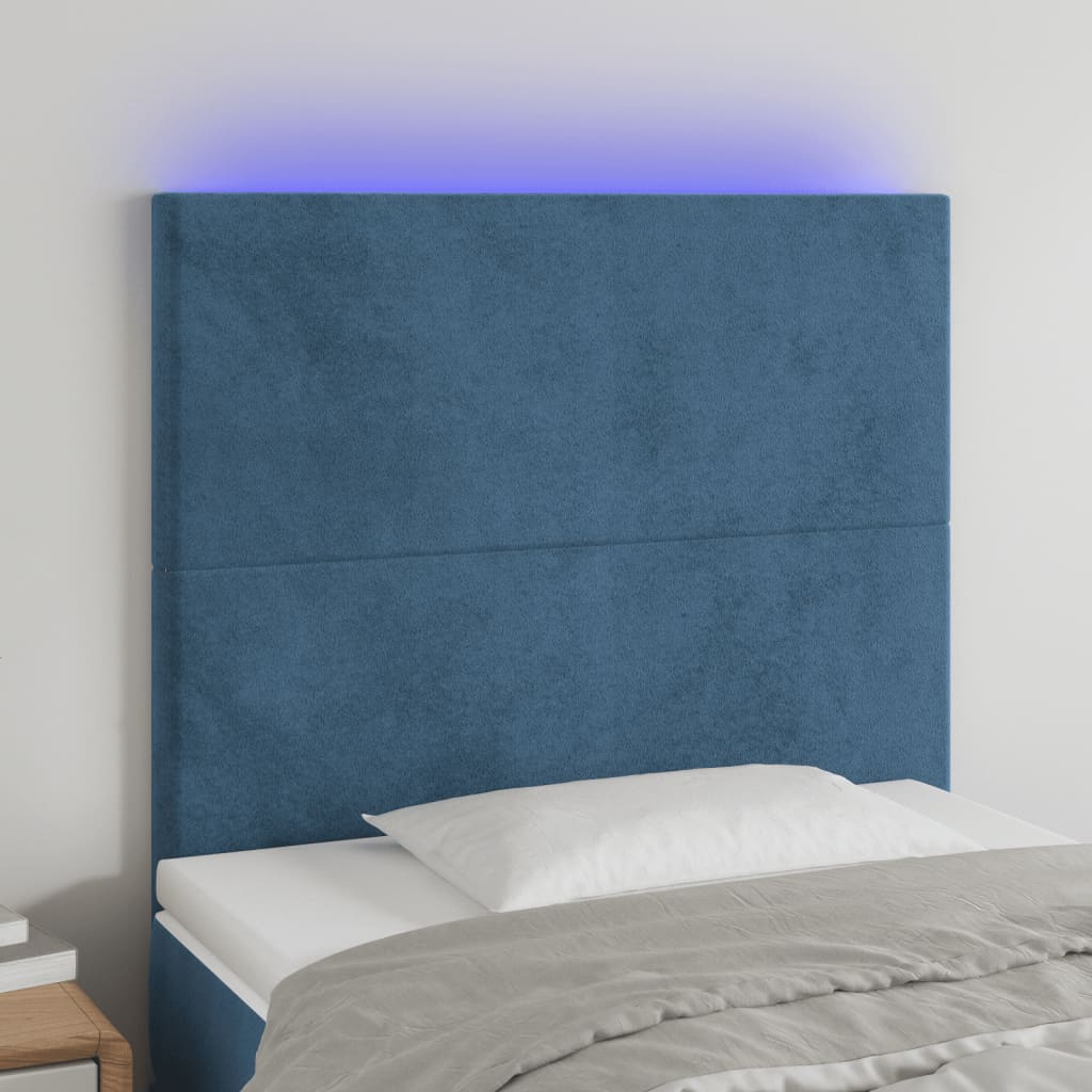 Hoofdbord LED 100x5x118/128 cm fluweel donkerblauw Hoofdborden en voetborden | Creëer jouw Trendy Thuis | Gratis bezorgd & Retour | Trendy.nl