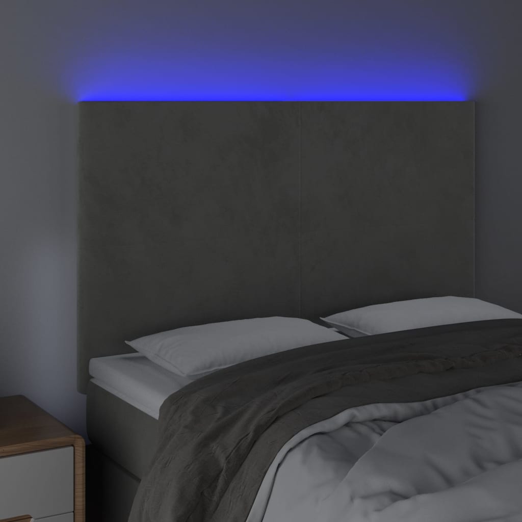 Hoofdbord LED 144x5x118/128 cm fluweel lichtgrijs Hoofdborden en voetborden | Creëer jouw Trendy Thuis | Gratis bezorgd & Retour | Trendy.nl