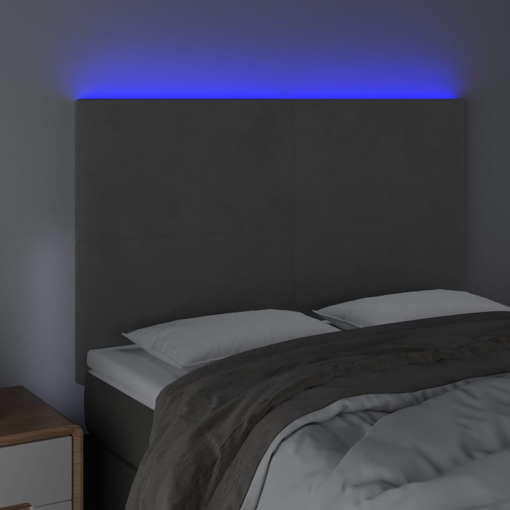 Hoofdbord LED 144x5x118/128 cm fluweel donkergrijs Hoofdborden en voetborden | Creëer jouw Trendy Thuis | Gratis bezorgd & Retour | Trendy.nl