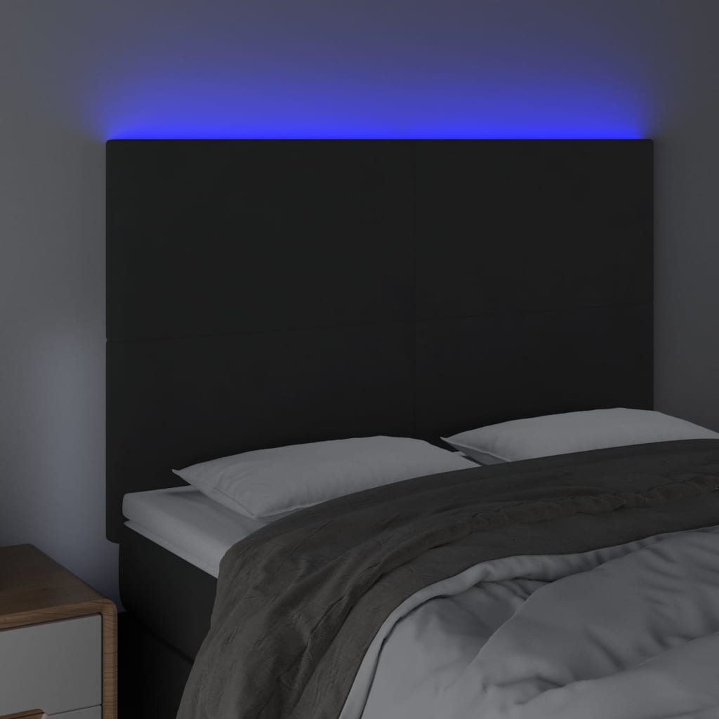 Hoofdbord LED 144x5x118/128 cm fluweel zwart Hoofdborden en voetborden | Creëer jouw Trendy Thuis | Gratis bezorgd & Retour | Trendy.nl