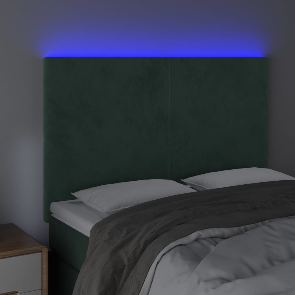 Hoofdbord LED 144x5x118/128 cm fluweel donkergroen Hoofdborden en voetborden | Creëer jouw Trendy Thuis | Gratis bezorgd & Retour | Trendy.nl