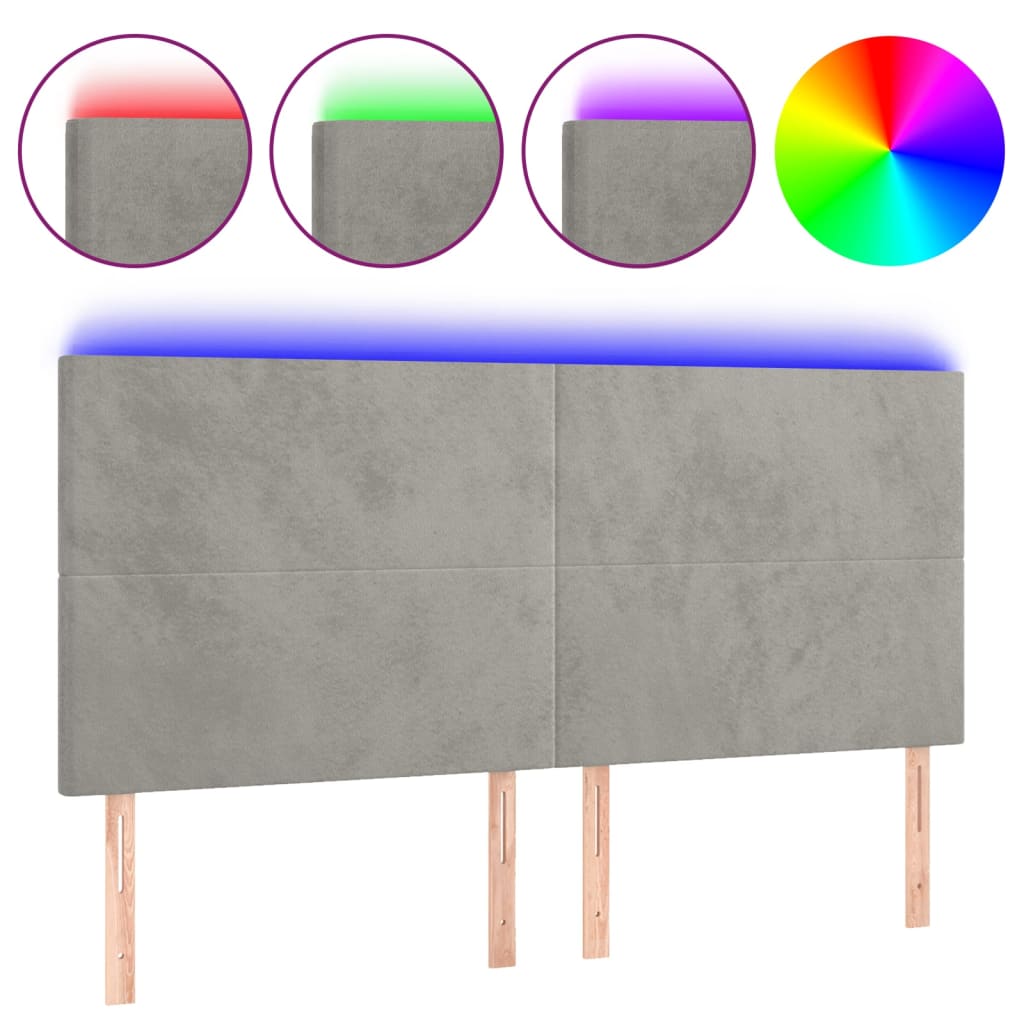 Hoofdbord LED 160x5x118/128 cm fluweel lichtgrijs Hoofdborden en voetborden | Creëer jouw Trendy Thuis | Gratis bezorgd & Retour | Trendy.nl