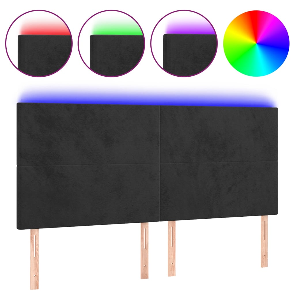 Hoofdbord LED 160x5x118/128 cm fluweel zwart Hoofdborden en voetborden | Creëer jouw Trendy Thuis | Gratis bezorgd & Retour | Trendy.nl