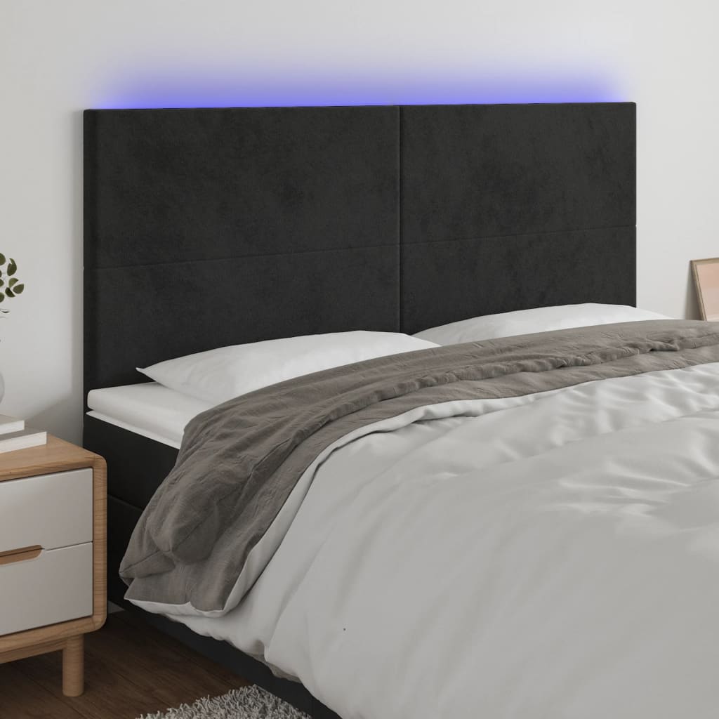 Hoofdbord LED 160x5x118/128 cm fluweel zwart Hoofdborden en voetborden | Creëer jouw Trendy Thuis | Gratis bezorgd & Retour | Trendy.nl