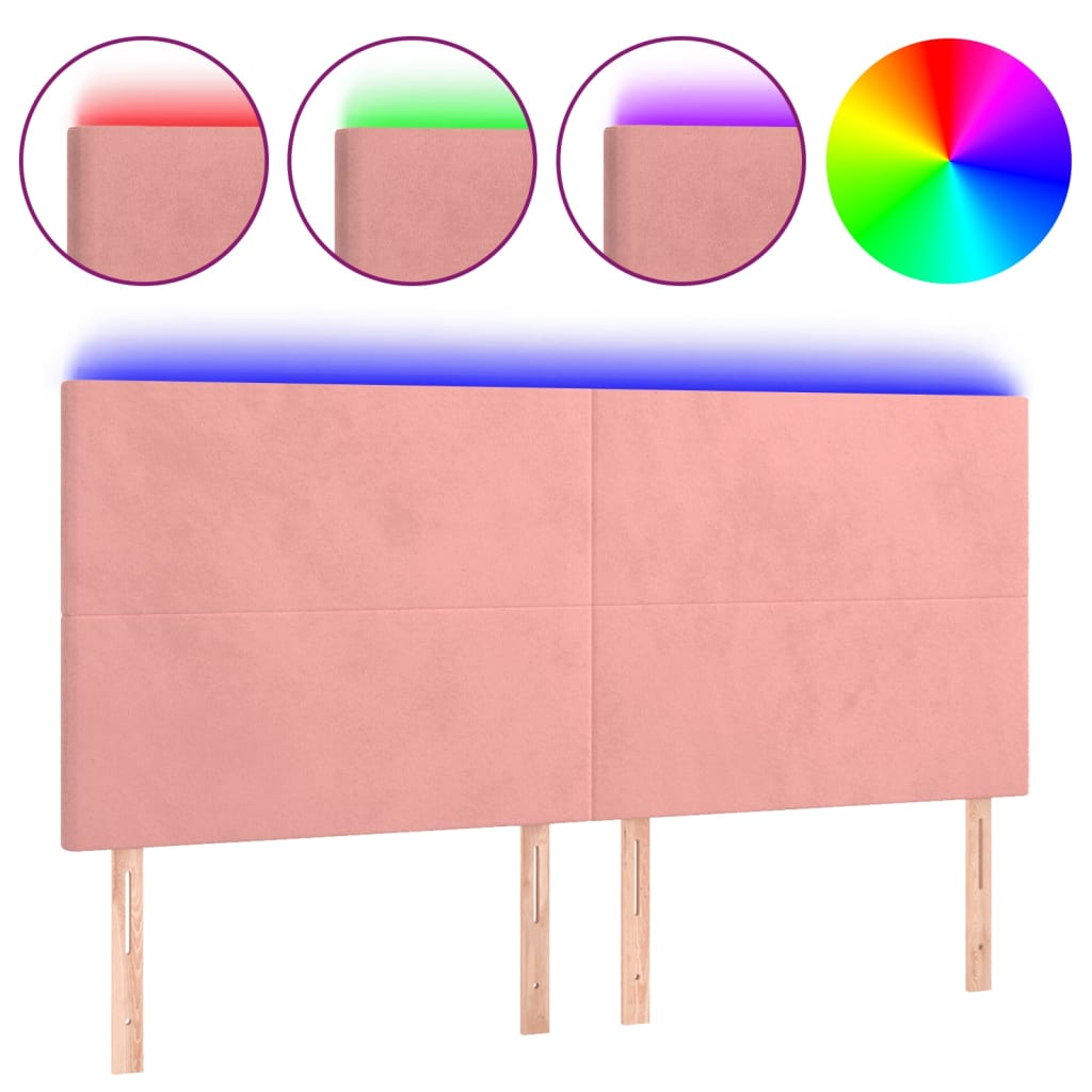 Hoofdbord LED 180x5x118/128 cm fluweel roze Hoofdborden en voetborden | Creëer jouw Trendy Thuis | Gratis bezorgd & Retour | Trendy.nl